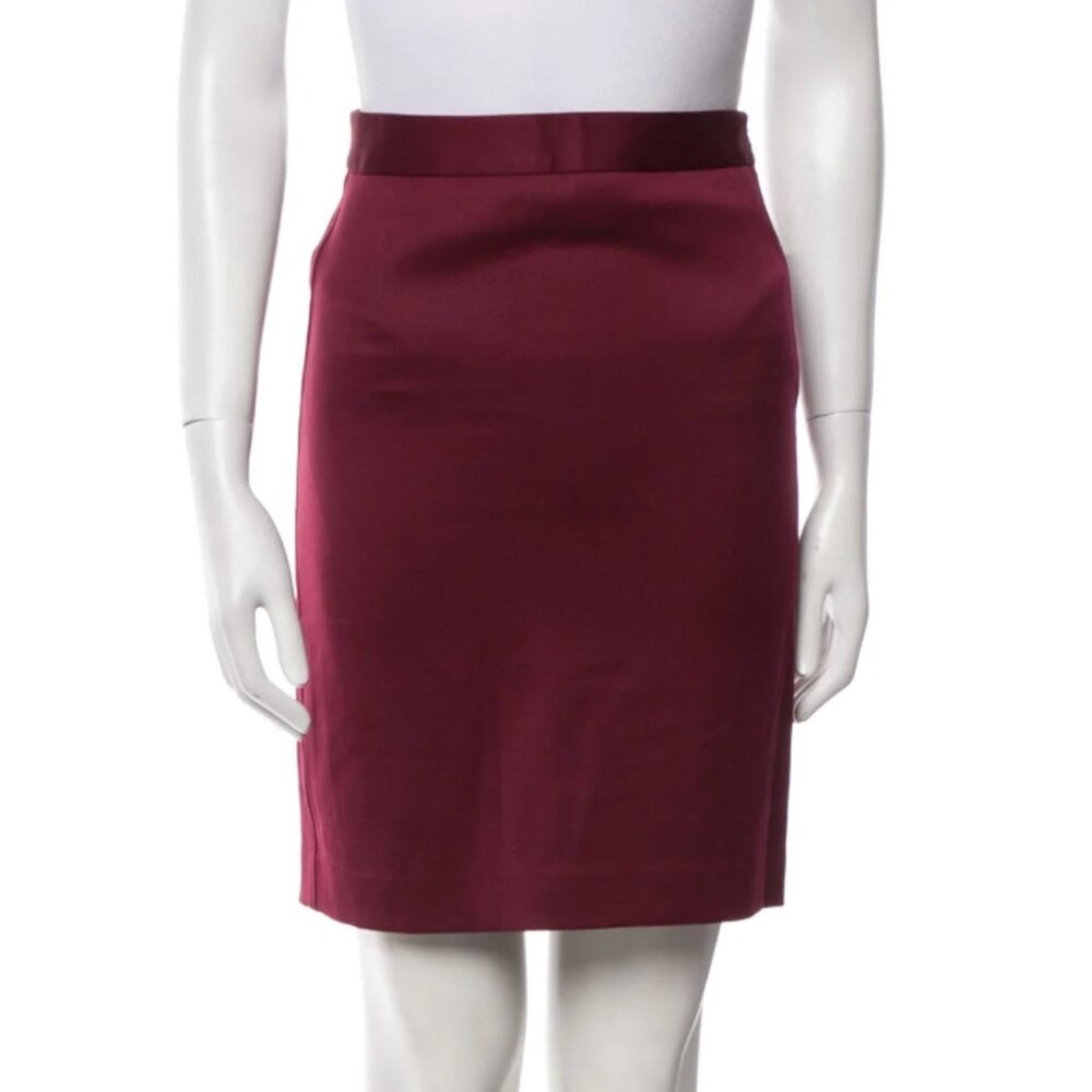 Costume National Wool Knee-Length Pencil Skirt in Burgundy | Size XS / US 2